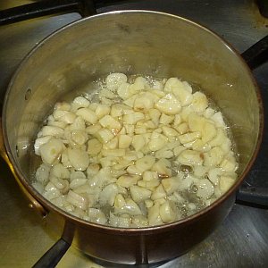 Frying the garlic