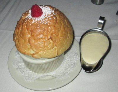 Morton's raspberry soufflé