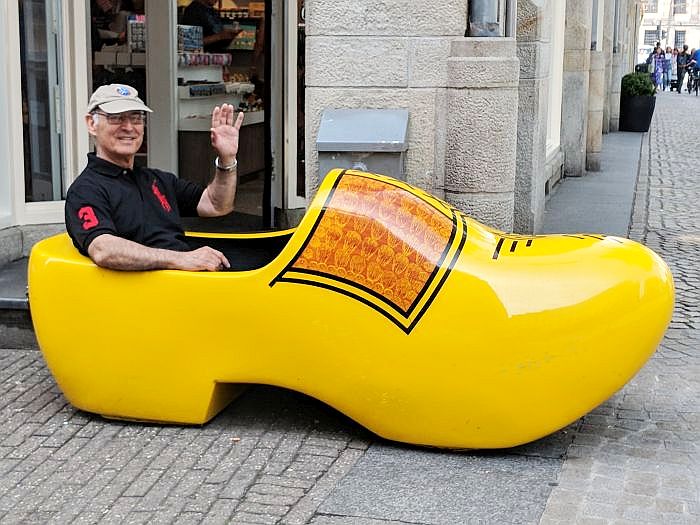 Riding a wooden shoe