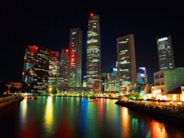Singapore skyline at night