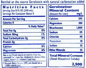 Gerolsteiner mineral water label